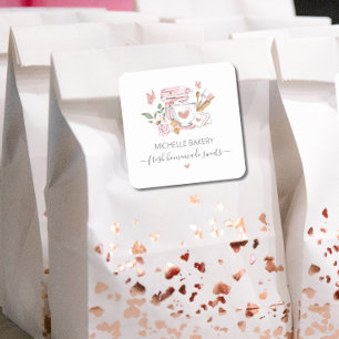 Watercolor Bakery stand mixer Square Sticker