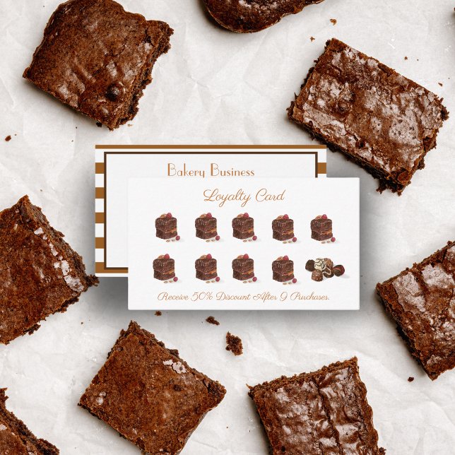 Watercolor Bakery Sweets Brownie And Candy Loyalty Card (Sweeten every visit with our Watercolor Bakery Sweets Brownie and Candy Loyalty Card!)