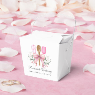 Watercolor Bakery Utensils with Pink Bow Favour Box