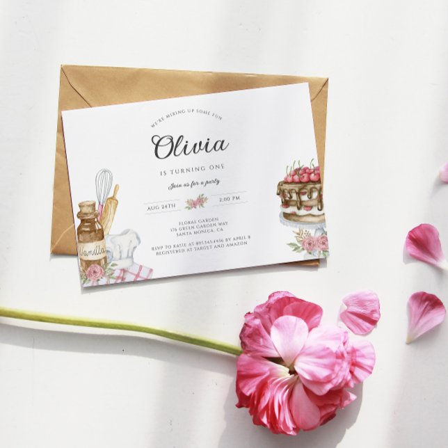 Watercolor Baking Birthday Party Invitation (Creator Uploaded)