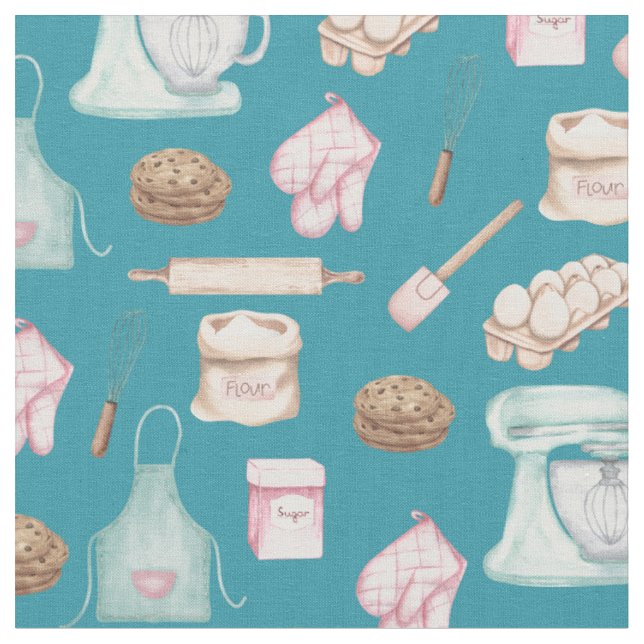 Watercolor Baking on Dark Teal Fabric (Close Up)