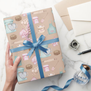 Watercolor Baking on Tan Wrapping Paper