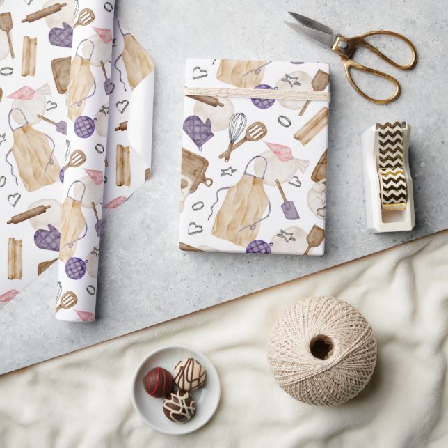 Watercolor Baking Pattern Wrapping Paper (Crafts)