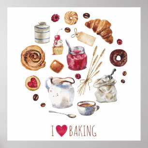 Watercolor Baking Poster