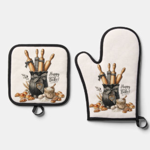 Watercolor Baking Theme Wall Art - Ideal for Baker Oven Mitt & Pot Holder Set