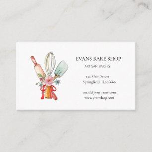 Watercolor Baking utensils bakery business card