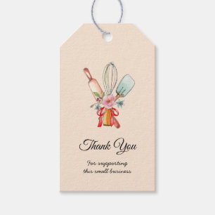Watercolor Baking Utensils Peach Thank you Gift Tags