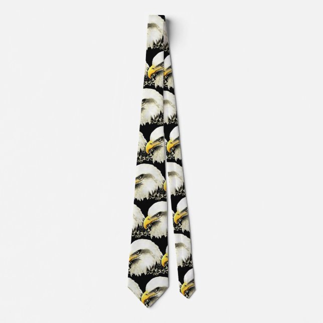 Watercolor Bald Eagle Bird Animal Nature Art Tie (Front)