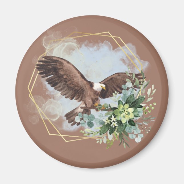 Watercolor Bald Eagle Framed Bouquet  Magnet (Front)