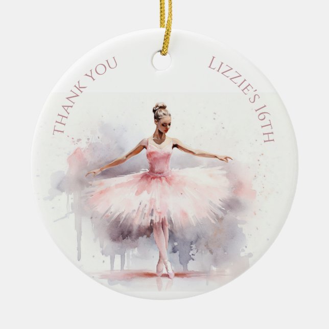 Watercolor Ballerina  Ceramic Tree Decoration (Front)