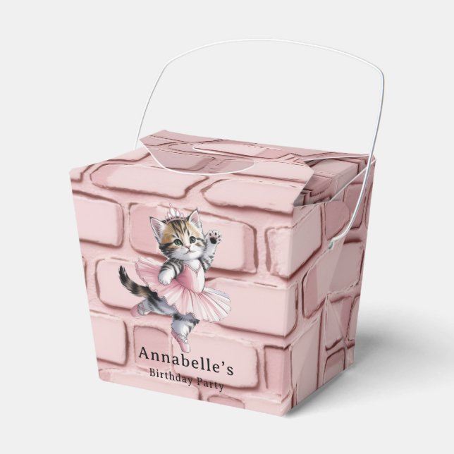 Watercolor Ballerina Kitten Girl Birthday Party Favour Box (Front Side)