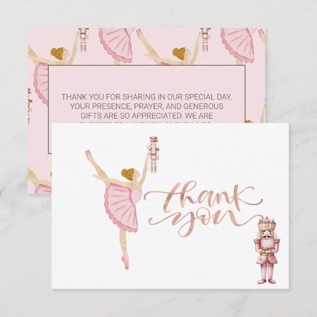 Watercolor Ballerina Nutcrackers  Thank You Card (Front/Back)