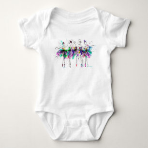 Watercolor Ballerinas: Bright Dance Illustration Baby Bodysuit