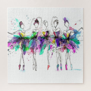 Watercolor Ballerinas: Bright Dance Illustration Jigsaw Puzzle