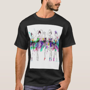 Watercolor Ballerinas: Bright Dance Illustration T-Shirt
