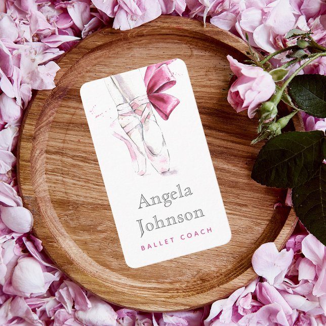 Watercolor Ballet Slippers Ballerina Shoes Pink  Business Card (Creator Uploaded)