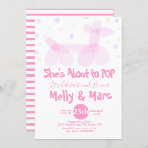 Watercolor Balloon Animals Confetti Baby Shower Invitation