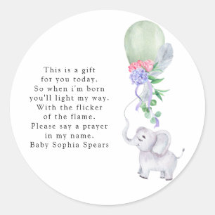 Watercolor Balloon, Elephant - Prayer Candle Label