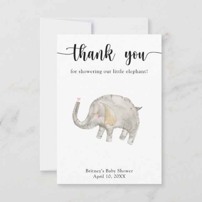 Watercolor balloon elephant thank you  (Front)