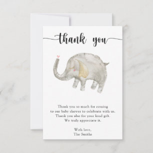 Watercolor balloon elephant thank you  card