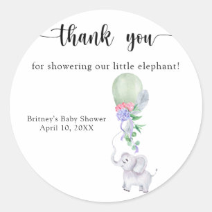 Watercolor balloon & elephant thank you  classic round sticker