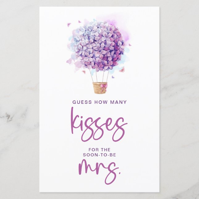 Watercolor Balloon Flowers | How Many Kisses Bride (Front)