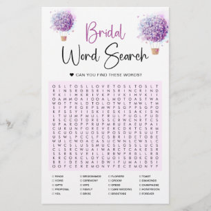 Watercolor Balloon Flowers Word Search Game