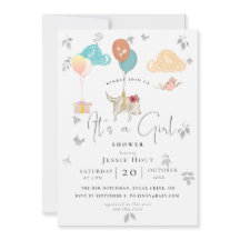 Watercolor Balloon Puppy Baby Girl Shower