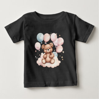 Watercolor Balloon Teddy Bear Baby T-Shirt