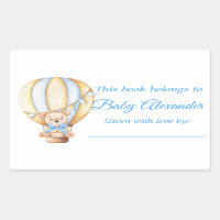 Watercolor Balloon Teddy Bear Bookplate Labels