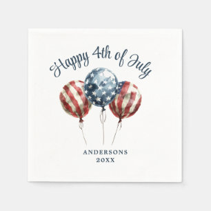 Watercolor balloons 4th of July Celebration Napkin