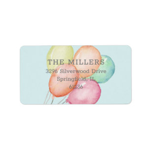 Watercolor Balloons Blue Label