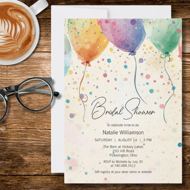 Watercolor Balloons Bridal Shower  Invitation (Creator Uploaded)