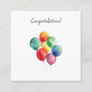Watercolor Balloons Congratulations Minimalistic Enclosure Card