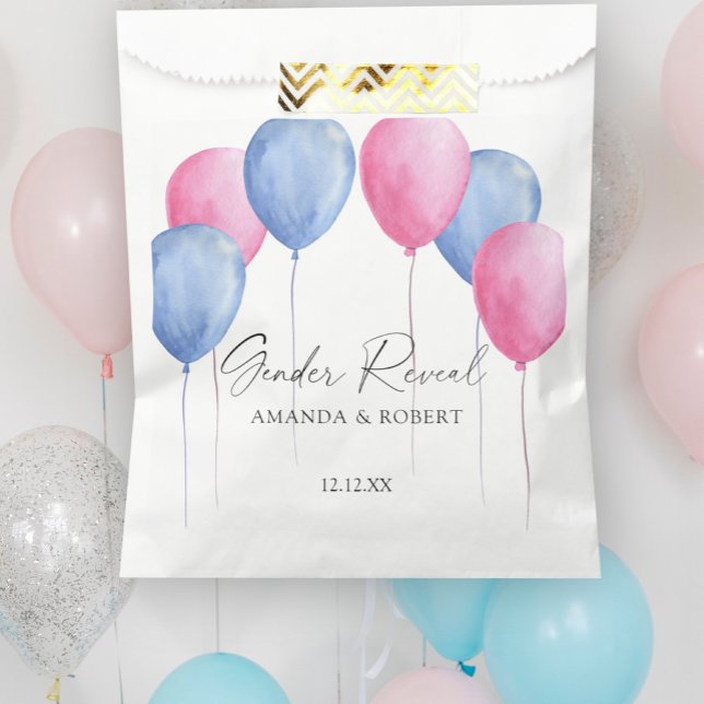 Watercolor Balloons Gender Reveal Favour Bags (Creator Uploaded)