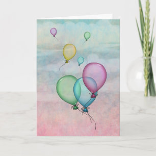 Watercolor Balloons in the Sky Birthday  Card