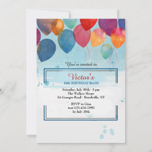 Watercolor Balloons Invitation