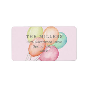 Watercolor Balloons Pink  Label