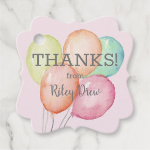 Watercolor Balloons Thank You Favour Tags