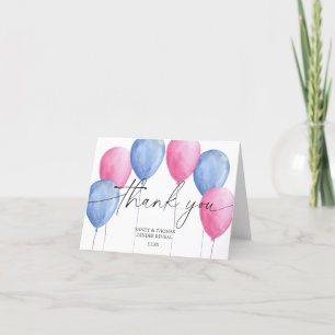 Watercolor Balloons Thank you gender reveal Card