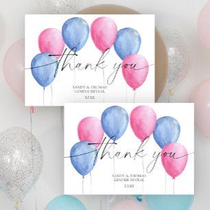Watercolor Balloons Thank you gender reveal Card