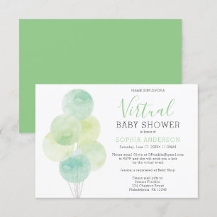 Watercolor Balloons Virtual Baby Shower Invitation