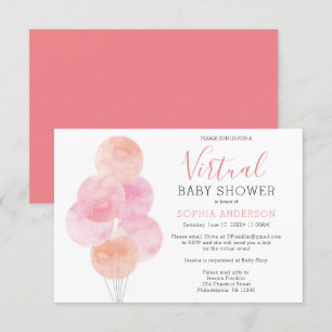 Watercolor Balloons Virtual Baby Shower Invitation