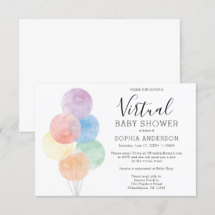 Watercolor Balloons Virtual Baby Shower Invitation