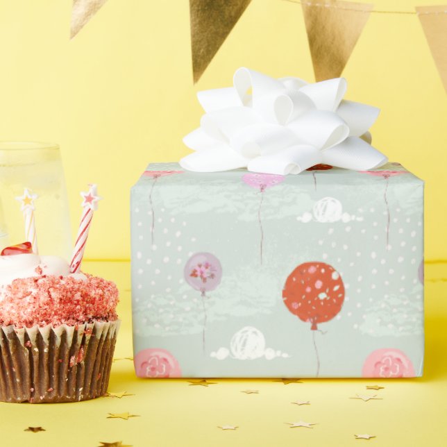 Watercolor Balloons Wrapping Paper (Birthday Party)