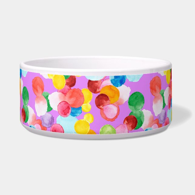 Watercolor balls Ceramic Pet Bowl (Front)