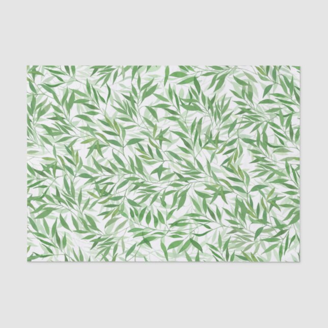 Watercolor Bamboo Leaf Branches Vines Forest Tissue Paper (Front)