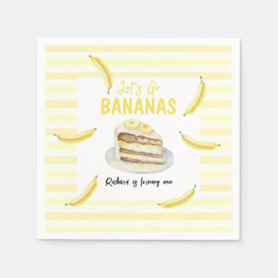 Watercolor Banana Cake Birthday Party Napkin
