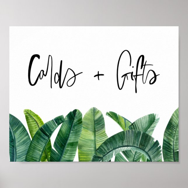 Watercolor Banana Leaves Tropical Cards and Gifts Poster (Front)