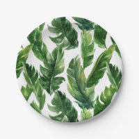 Watercolor Banana Leaves Tropical Pattern
